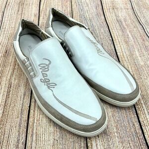 Bruno Magli Men's‎ Size 12 White Leather Slip-On Magli Logo Comfort Sneakers